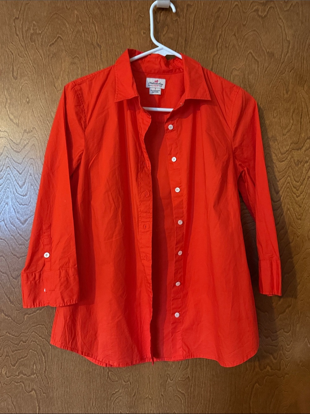Women’s Orange Button-Front Shirt - Casual Collared Top